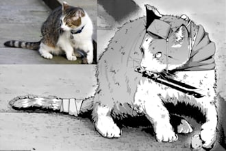 draw your lovely pets into manga style potrait