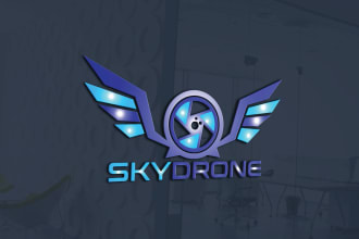 do modern photography camera aerial drone and 3d logo design