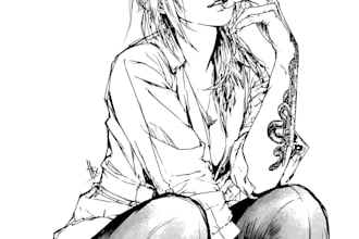 draw digital line art illustration from portrait