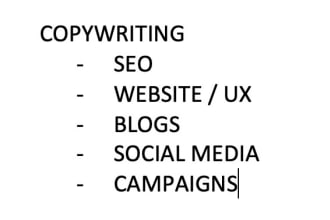 copywrite for website content or SEO copywriting
