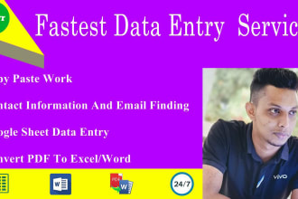 do data entry, product upload, web research, pdf to excel