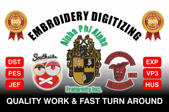 do perfect embroidery digitizing into dst pes jef in 1 hour