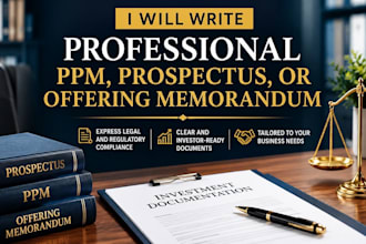 write professional ppm, prospectus, or offering memorandum