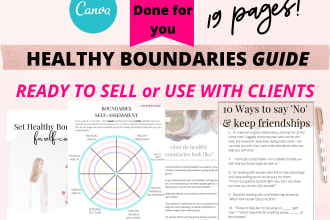 design set healthy boundaries ebook for life coaches, canva editable lead magnet