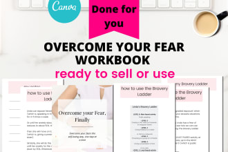 design overcome your fear workbook for life coaches, canva editable lead magnet