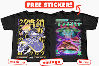 create cool vintage 90s anime manga streetwear t shirt