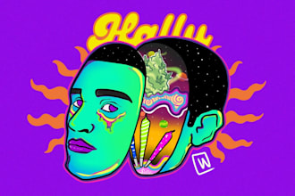 draw cannabis hippie weed psychedelic and others art illustration