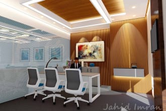 do your office interior design with realistic 3d render