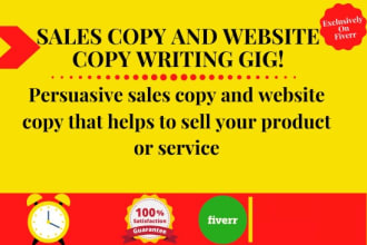 write persuasive sales page,sales copy,landing page