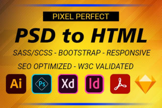 convert psd to html, figma to HTML, xd to HTML, sketch to HTML