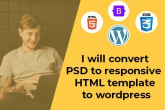 convert PSD to responsive HTML template to wordpress