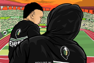 draw football supporters cartoon logo