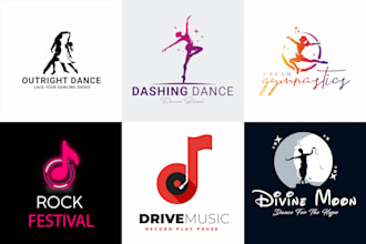 design unique tango rock gymnastic and dance logo