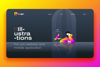 draw illustration art for landing page  web or mobile app
