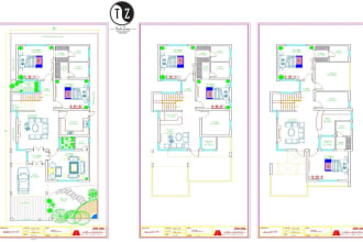 draw any architectural 2d floor plan or elevation in autocad