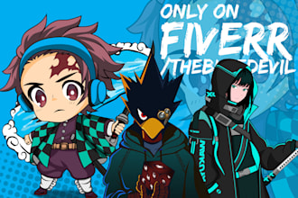 make anime mascot, chibi logo gaming quick and HD 12 hours