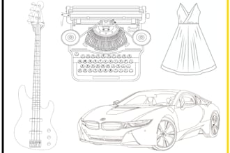 detailed line art of any product, food, sketch