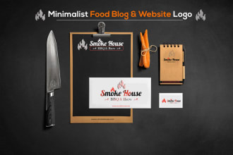 create minimalist restaurant, food blog and website logo