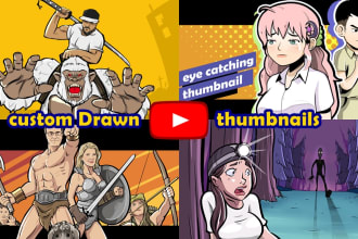 draw, design custom cartoon youtube thumbnail