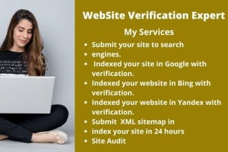 verify your website and submit sitemap to google search console bing and yandex