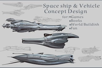draw spaceship concept art or design a starship or scifi vehicle