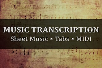 transcribe any audio to sheet music, tabs, midi