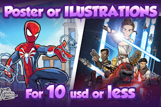 make a full poster ilustration for comic,games, movies,  etc