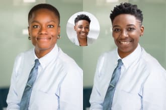 do photoshop head swap, face swap, body retouch in 1 hour