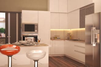 do 3d realistic kitchen design with many views