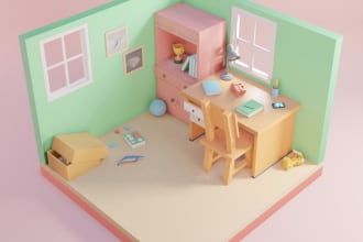 do 3d lowpoly modeling, for website design illustration