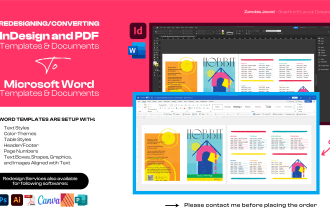 redesign your indesign or PDF document in ms word template