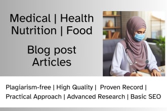 write medical and food articles or blog posts as a dietitian