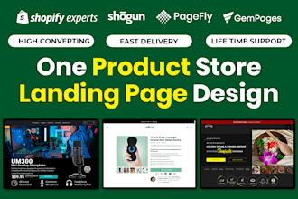 create shopify product landing page using pagefly or gempages