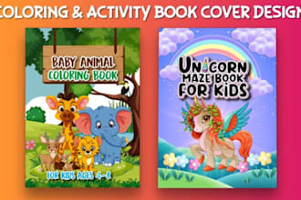 design kids coloring pages and coloring book cover for amazon KDP