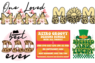 provide creative retro,sublimation,svg, cut files, pdf, png,eps, bundle design