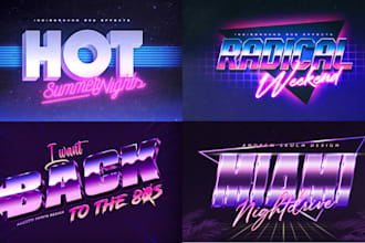 make 80s retro vintage logo and neon styles