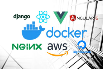 dockerize django react vue angular nodejs app