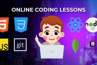 tutor, teach, help you learn html, css, javascript, react, node, and mern stack