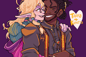 draw a digital couple drawing, fanart, or oc
