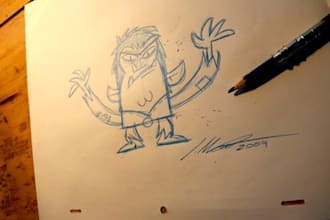 draw you a original cartoon character on animation paper