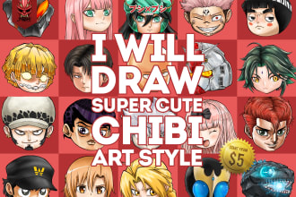 draw chibi style twitch emotes and streaming overlay