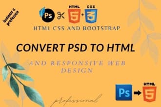 do convert PSD to HTML responsive web design by HTML CSS bootstrap