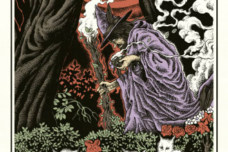 draw a detailed dark art illustration with engraving style