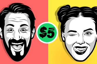 create super fun black and white vector portraits
