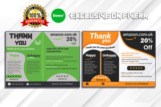 attractive design amazon thank you card, package insert, product insert, etc