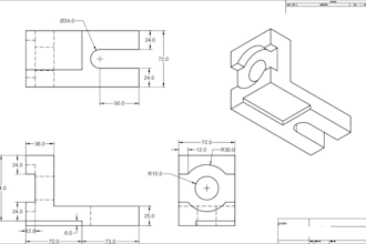 make 2d and 3d orthographic and isometric drawings in 24 hours