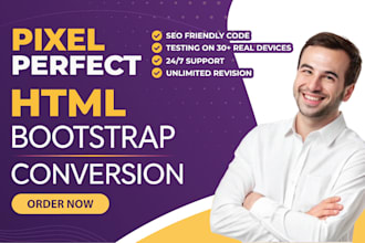 convert psd to html, xd to html, figma to html responsive bootstrap 5