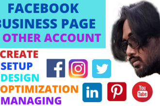 create and setup facebook business page, instagram, other