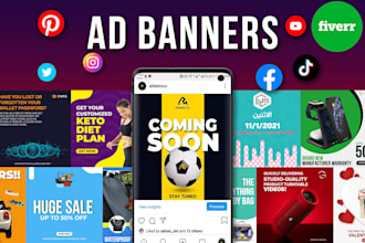 design stunning social media banners, website banners ads, cover