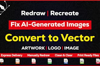 fix ai flaws, fix ai image, redraw ai image, convert image to vector print ready